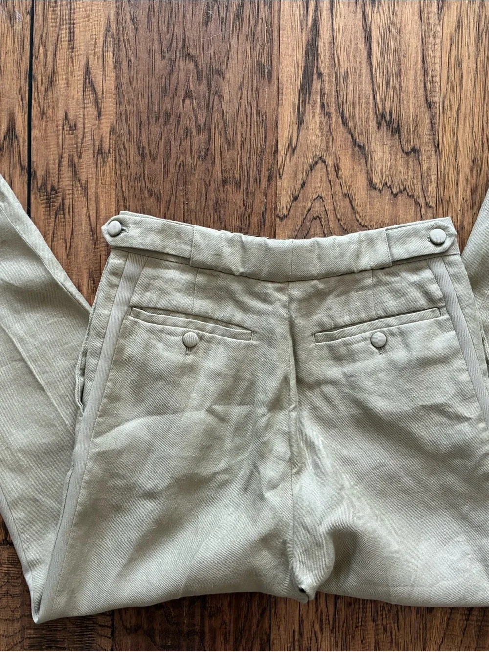 Banana Republic Irish Linen Tapered Tuxedo Pants in Light Beige